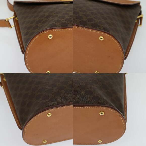 CELINE Macadam Canvas Shoulder Bag Pvc Leather Brown Gold - Picture 10 of 13
